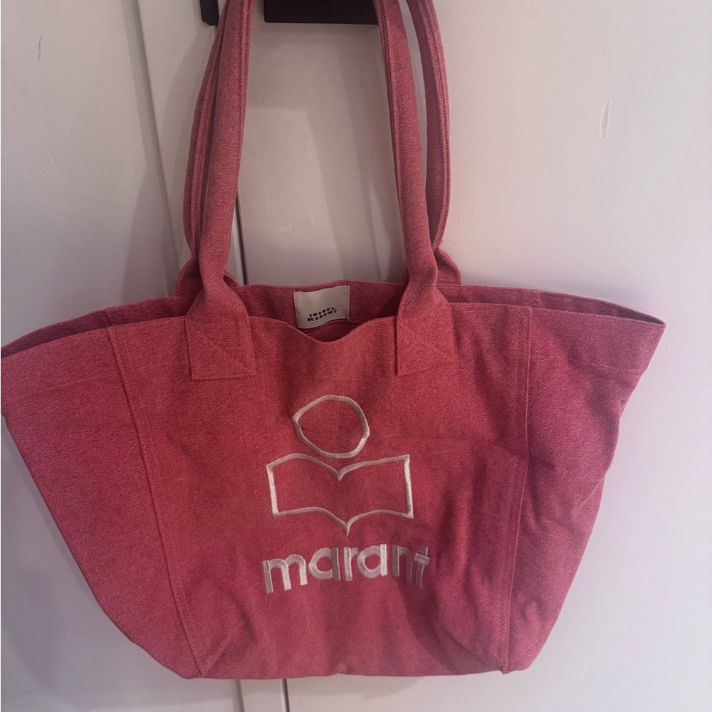 Isabel Marant Coral-Red Terry Tote with Embroidered Logo
